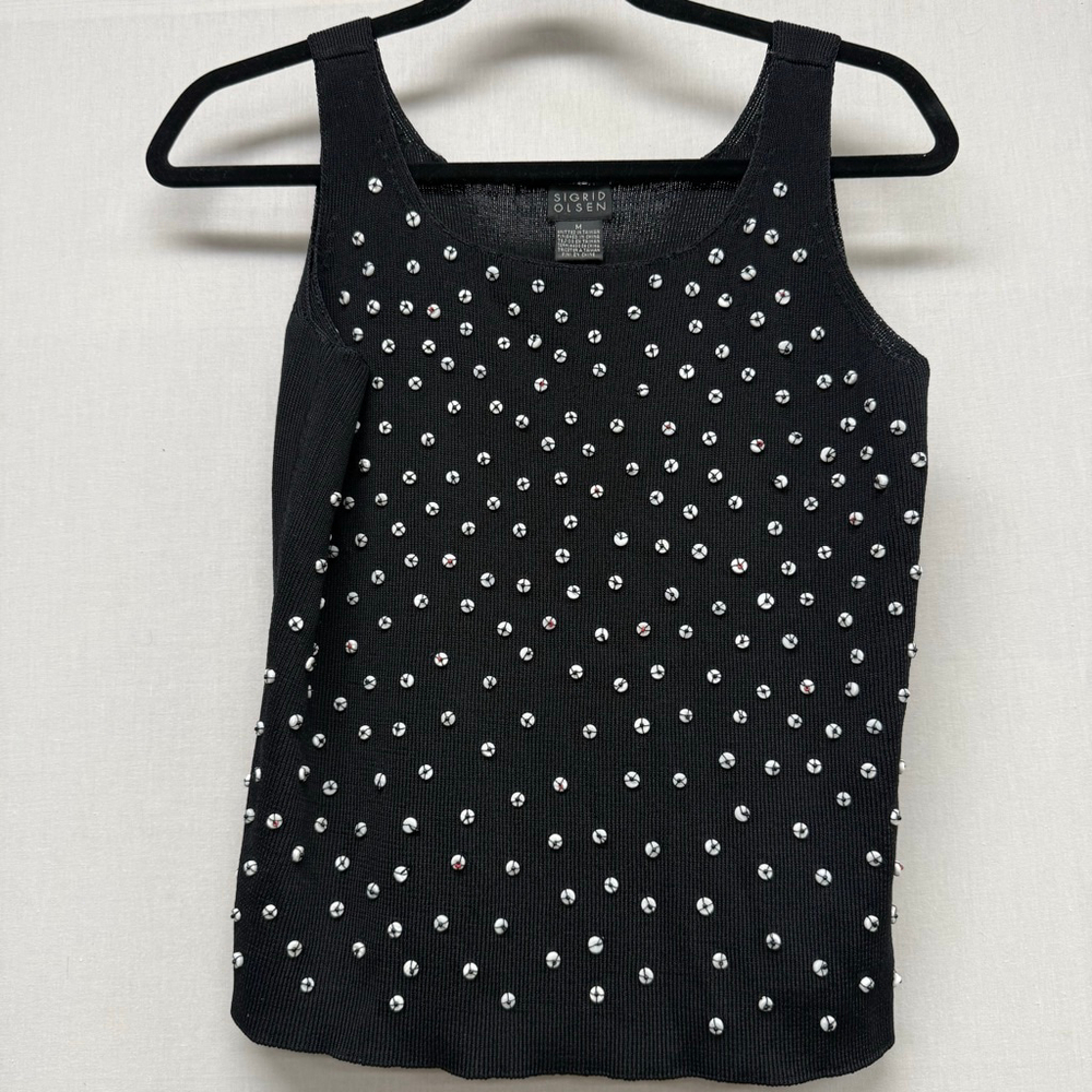 Women's Sigrid Olsen Black & White beaded Tank Top M